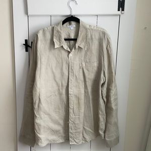 James Perse 3 Large Linen Shirt Tan Like New